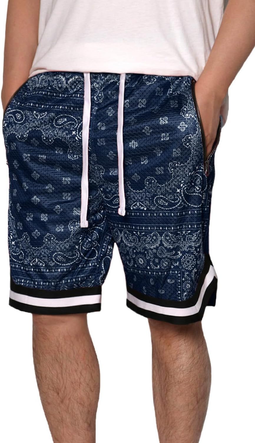 URBANJ Men's Athletic Mesh Basketball Shorts with Pockets Quick Dry Activewear