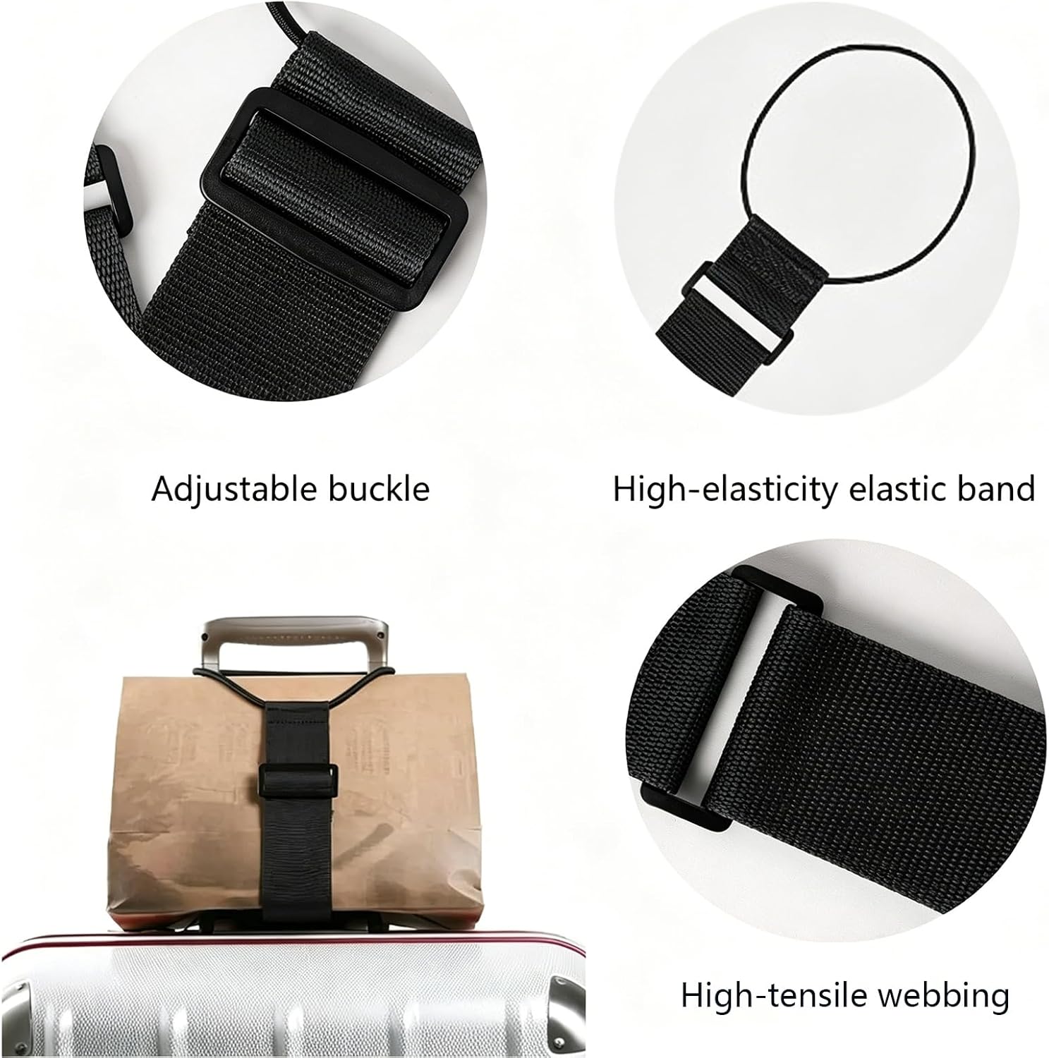 Luggage Straps Bag Bungee,Luggage Connector Straps for Suitcases,Luggage Strap,Travel Accessory,Adjustable Colorful Elastic Belt 2 Pack,Travel Suitcase Bag Accessories.(Black)
