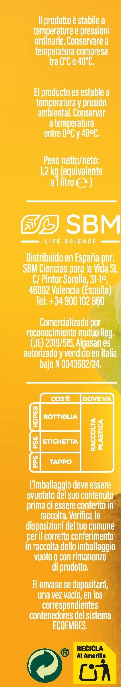 Solabiol Algasan, Concime Liquido Biologico Universale a Base di Alghe Brune con Tecnologia Natural Booster, 1L (Confezione da 3)