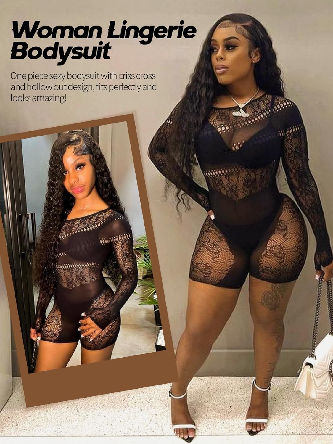 Buitifo Woman Lingerie Bodysuit Fishnet Bodystocking Sexy Jumpsuit Romper - Image 4