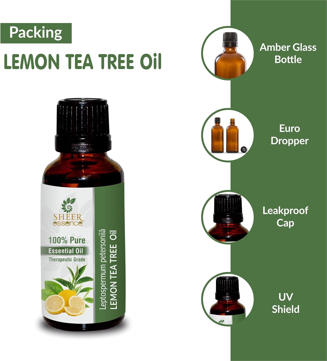 Lemon Tea Tree Oil (Leptospermum Petersoniiâ) Essential Oil 100% Pure Natural Undiluted Uncut Therapeutic Grade Oil 1.69 Fl.OZ