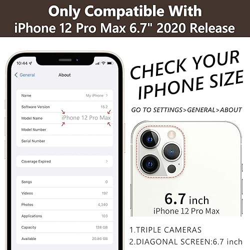 Miniatura 6 de Keallce Funda para iPhone 12 Pro Max de 6.7 pulgadas 2020, funda tipo cartera con ranuras para tarjetas, soporte de anillo con soporte, funda