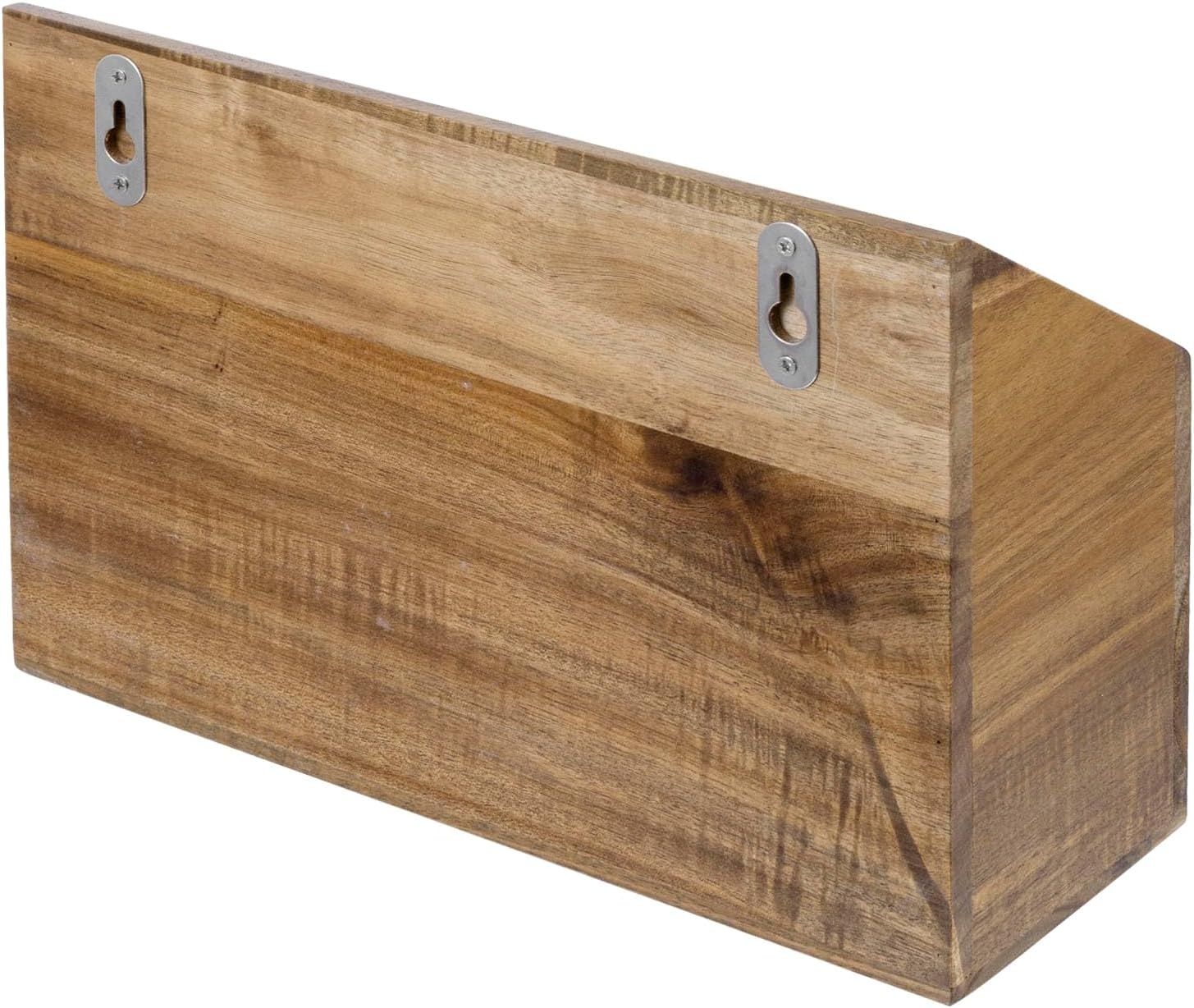 MyGift 11 Inch Premium Acacia Solid Wood Wall Mounted Magazine Racks with Chalkboard Labels, Rustic Wooden Hanging Mail Sorter Bill Organizer File Holder Bins, Set of 2