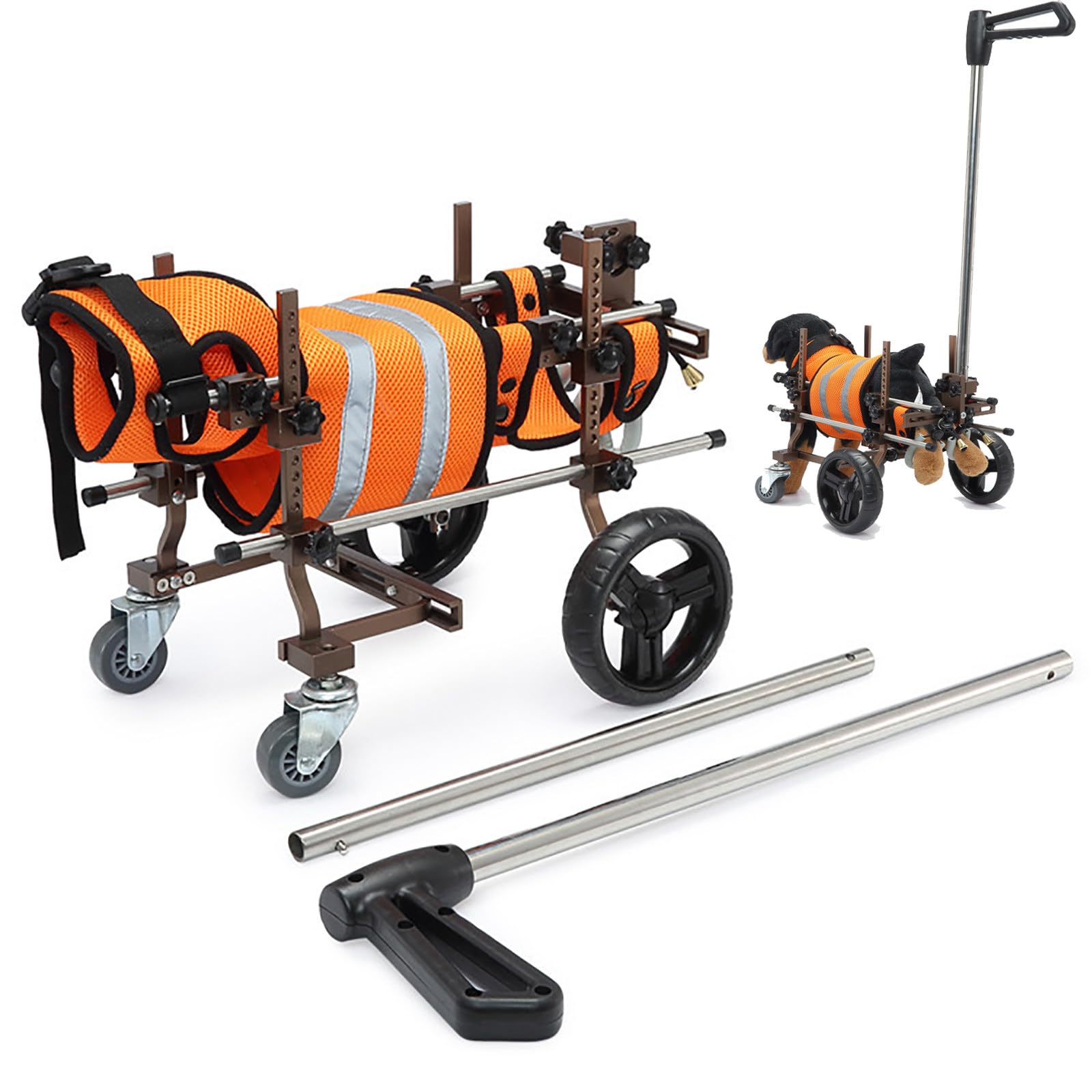 DJFYVAEIO Adjustable 4-Wheel Dog Wheelchair,4-9kg Load Capacity,With A Handle,Bodywork Adjustable,Comfortable Mobility,Easy To Assemble,Aluminum,Handicapped Dogs & Cats B