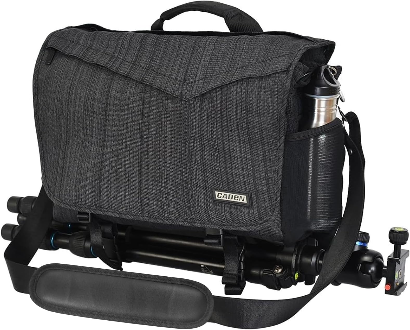 CADeN Camera Bag Case Shoulder Messenger Photography Bag with Laptop Compartment 14", Tripod Holder, Compatible for Nikon, Canon, Sony, DSLR SLR Mirrorless Cameras Waterproof Black