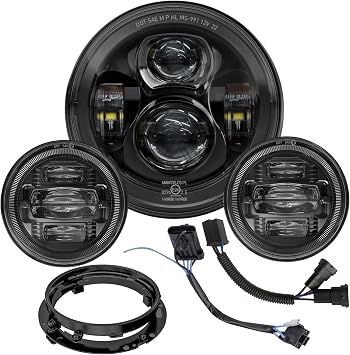 New 7 inch Motorcycle LED Headlight 4.5 Fog Passing Lights DOT SAE Approved for Harley Davidson Heritage Softail Road King Street Electra Glide Ultra Limited Special CVO Tri Deluxe Classic Switchback