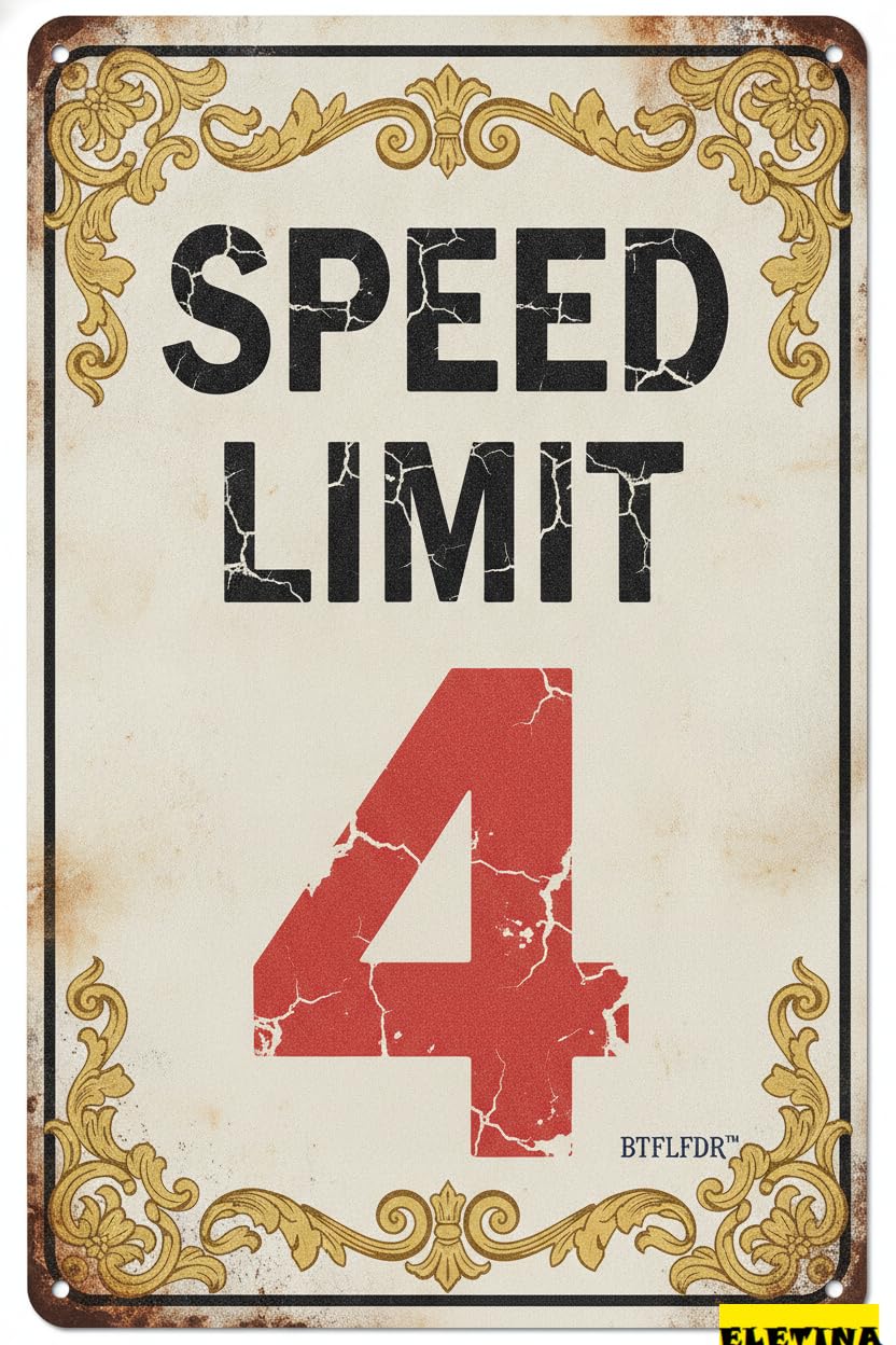 Personalized Sign for Man Cave 8 X 12 Inch Speed Limit Aluminum - White Black Funny Metal Street Warning Traffic Road S (limit 4, 8"x12") Private Property Decorative