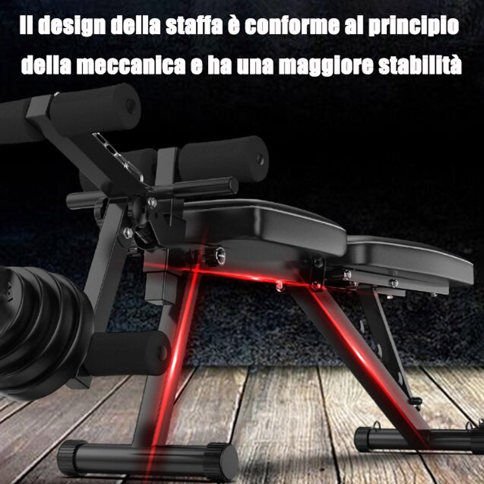 Panca Palestra Multifunzione, Panca Piana, Panca Pesi Regolabile, Pancas Addominali per l'allenamento della forza in Palestra Casa, Attrezzi Palestra CasaBlack,48 * 162 * 111CM