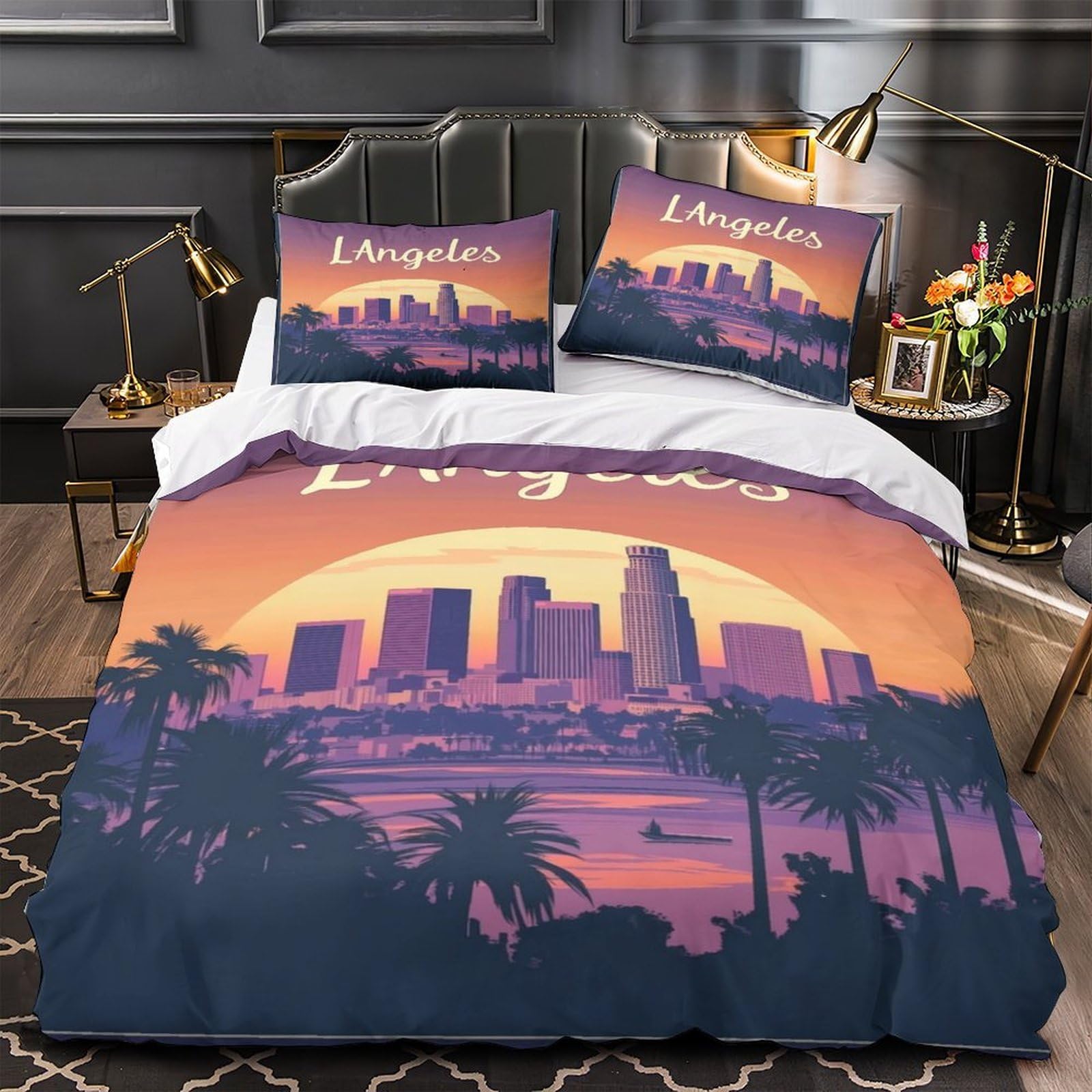 Housse de couette Los Angeles 140x200 cm en microfibre respirante avec zip