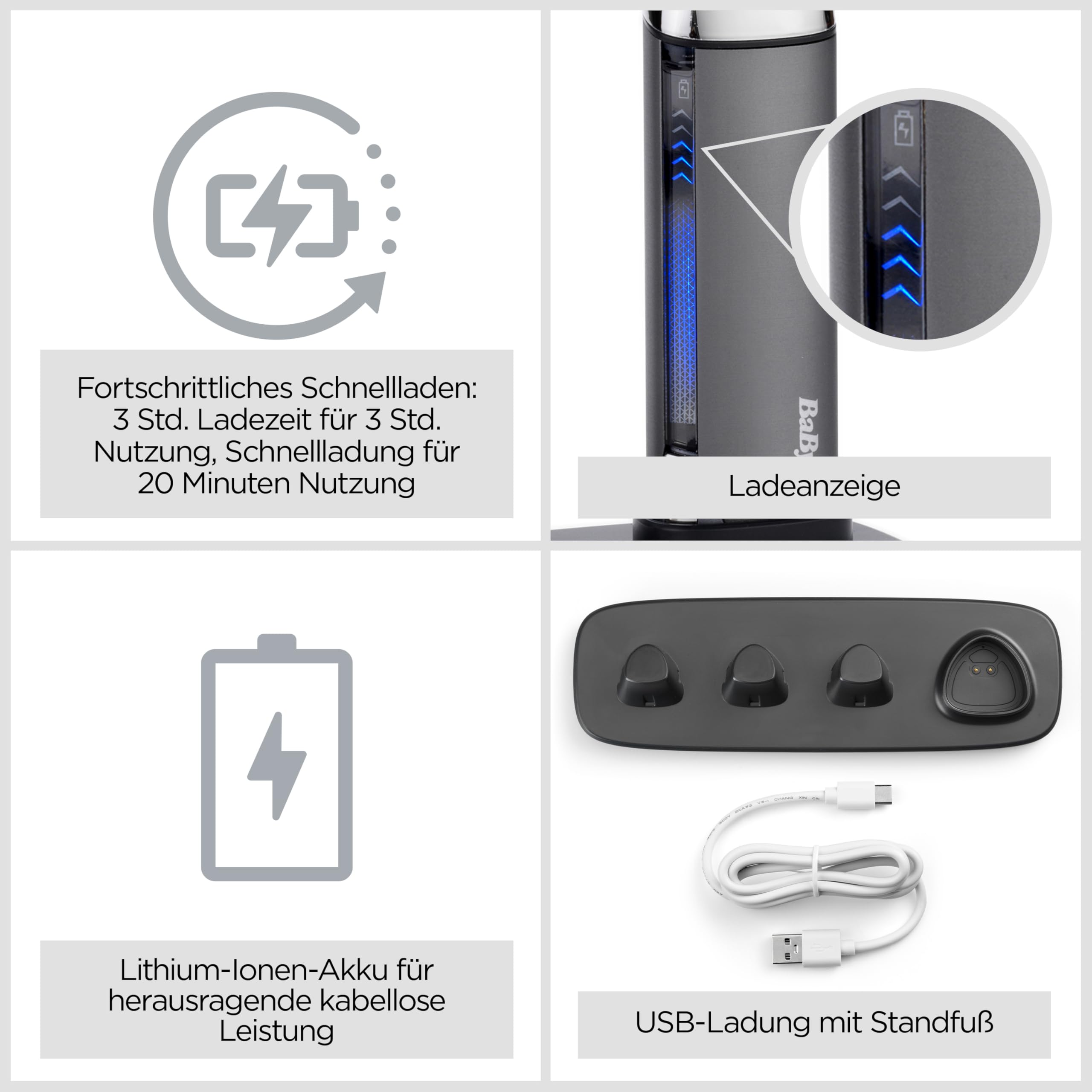 BaByliss Super-X Metal 15-in-1- Multi-Trimmer – Kabelloses Grooming-Kit inklusive Barttrimmer und Nasenhaarschneider, wasserdicht, Geschenk für Männer, Silber/Grau, MT996E