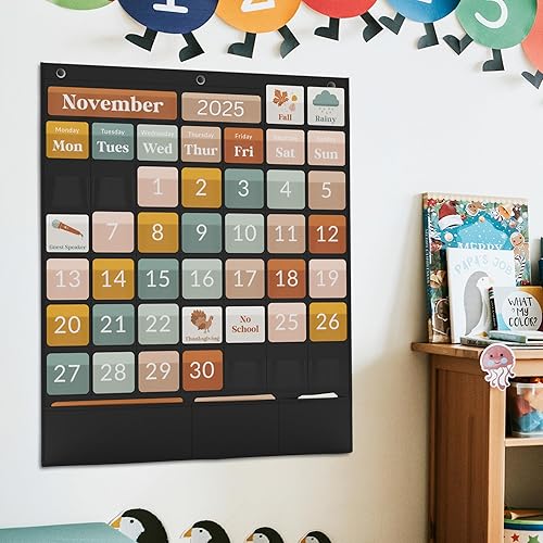 Miniatura 9 de El gráfico de bolsillo de calendario definitivo para el aula para niños - Hermoso calendario con tarjetas educativas para aprendizaje fácil -