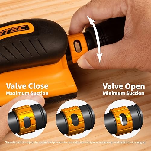 Miniatura 4 de POWERTEC Bloque de lijado con puerto de recolección de polvo de 1 pulgada de diámetro exterior y almohadillas de lijado de gancho y bucle surtidas