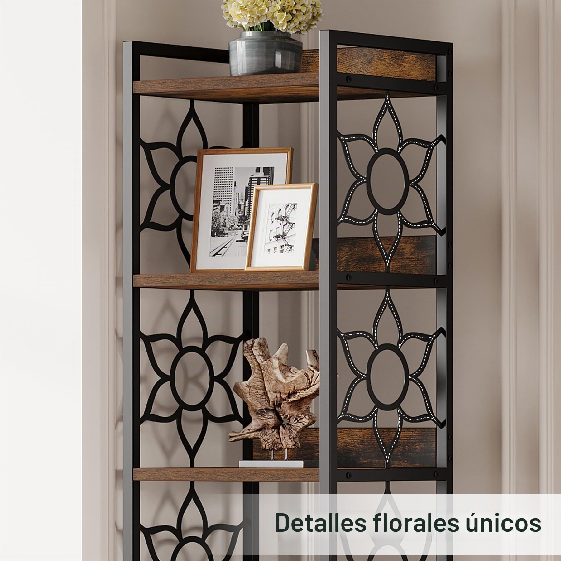 Tribesigns Estantería esquinera de 7 niveles de 200 cm extra alta para libros industriales, estantería de esquina de madera con marco de metal para salón, hogar, oficina