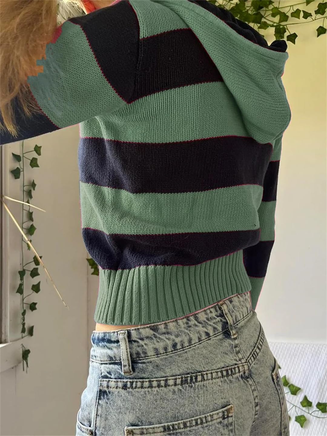 Chaqueta de punto con cremallera para mujer, manga larga, suéter de punto acanalado, cárdigan para niña