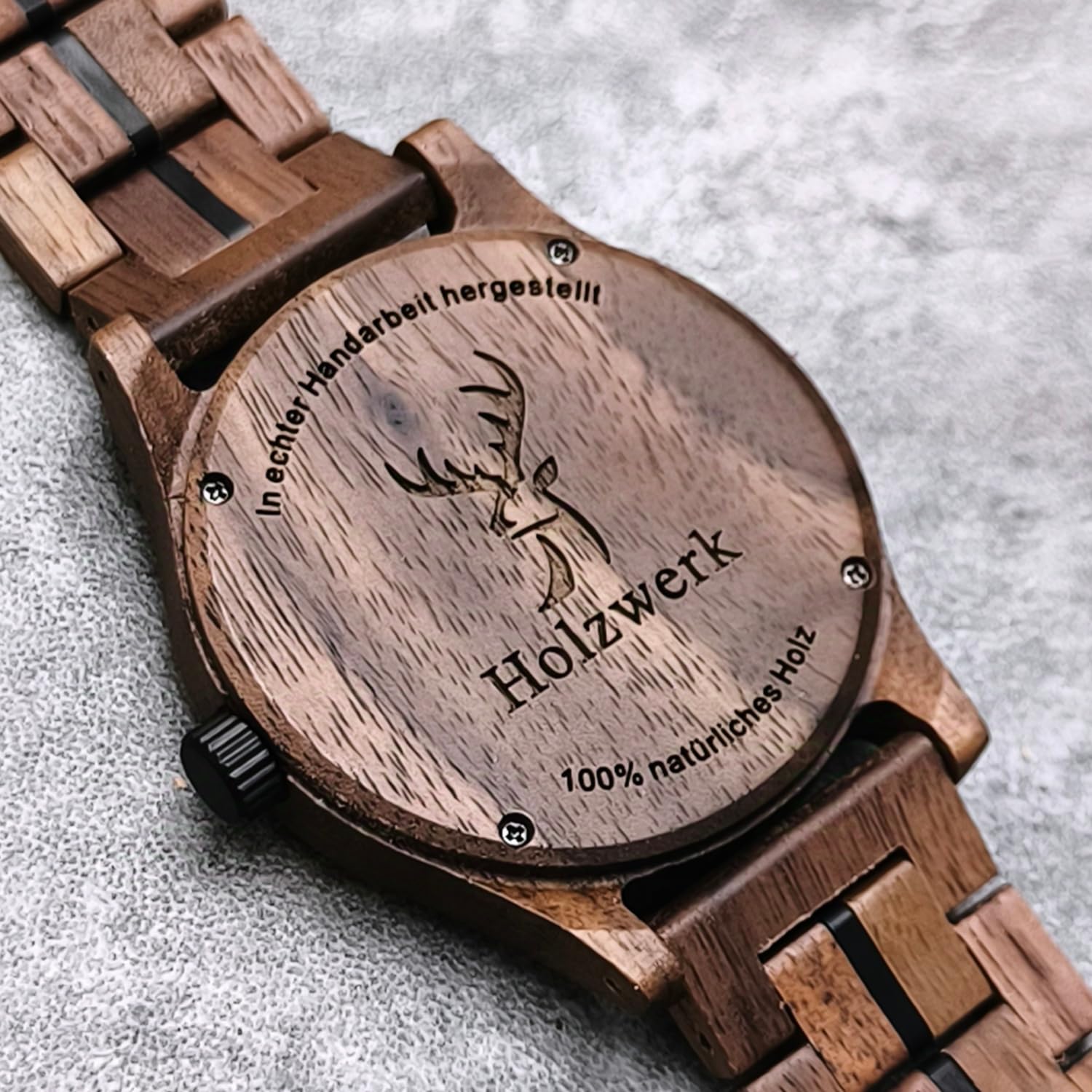 Holzwerk Germany Ręcznie wykonany zegarek męski ekologiczny naturalny drewniany zegarek bransoletka zegarek brązowy czarny srebrny zebra kolorowy wzór analogowy zegarek kwarcowy wyświetlanie daty i