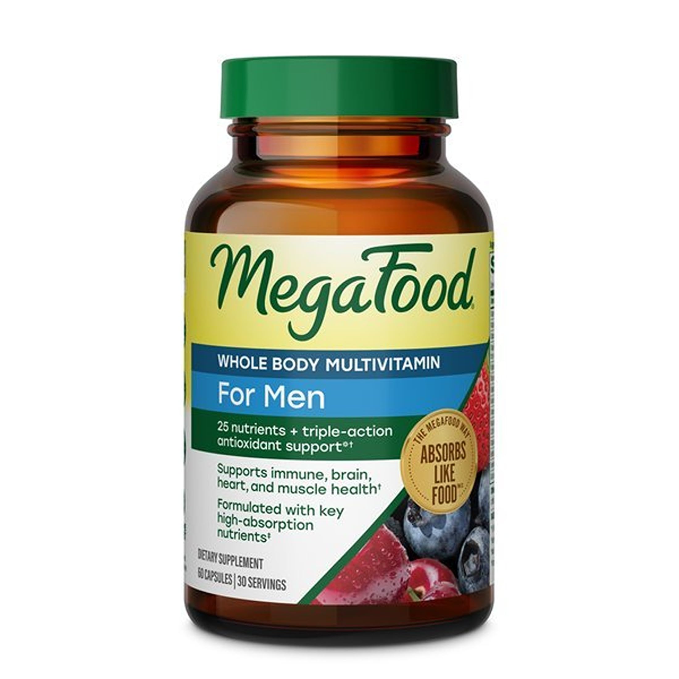 MegaFood Whole Body Multivitamin for Men with 25 Nutrients, 60 Capsules