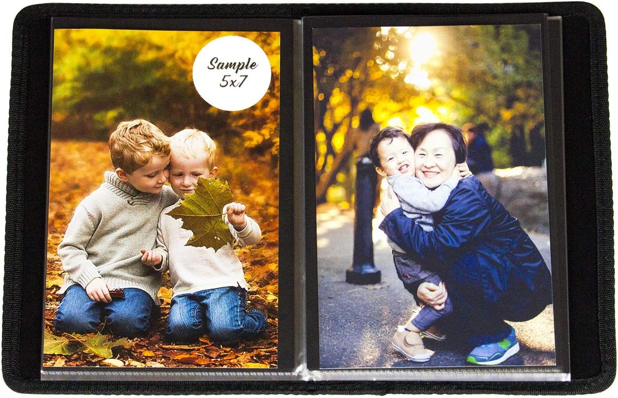 2PO Compact Portfolio Photo Album Holds 48 Pictures/Space Saver Album with Stitched Edges 48 photos 5x7 Black 2POSS4857STC