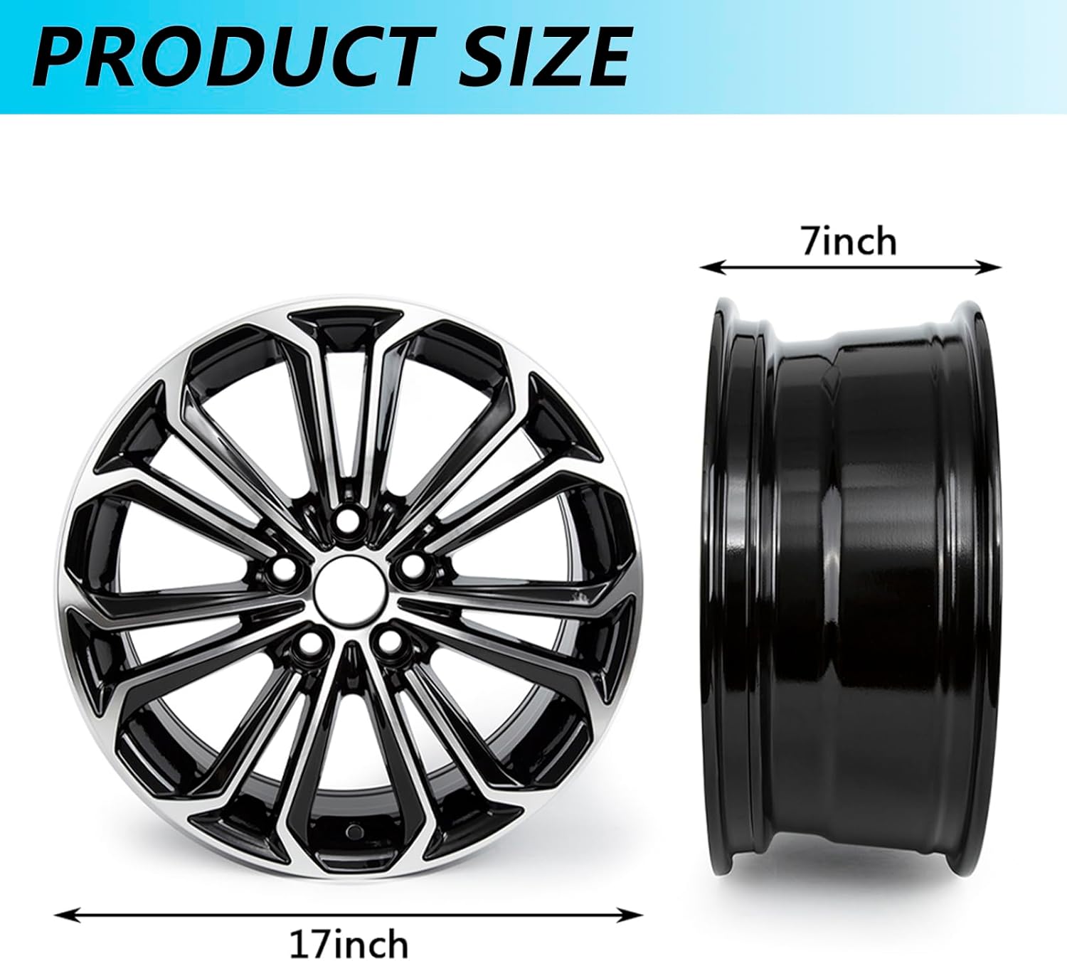17X7 inch Wheel Rims for Toyota Camry 2006-2017 Black 4Pcs Wheels for Camry Direct Replacement Wheel