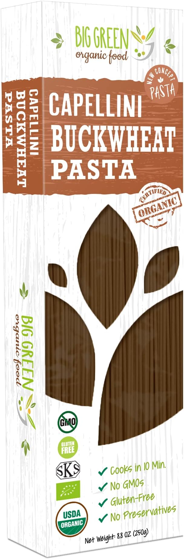 Organic Buckwheat Capellini, 8.8oz, 100% buckwheat, Gluten-Free, Non-GMO (1 Pack)