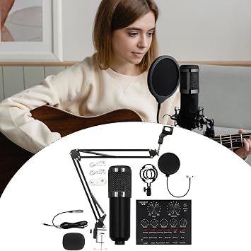 Recording Studio Equipment - Professional Microphone Bundle, Complete Music Production Kit | Podcast Equipment Set, Audio Interface Mixer, Headphones Stand For Podcast Streaming Home Studio