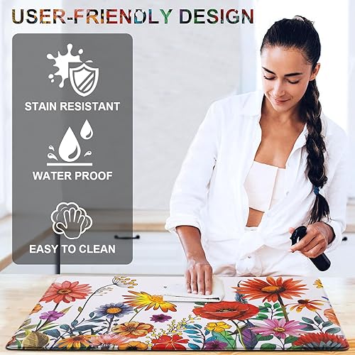 Miniatura 5 de Likiyol Alfombrillas de cocina para el suelo 2 piezas Antifatiga cómodas, alfombras de cocina, acolchadas, impermeables, antideslizantes, para