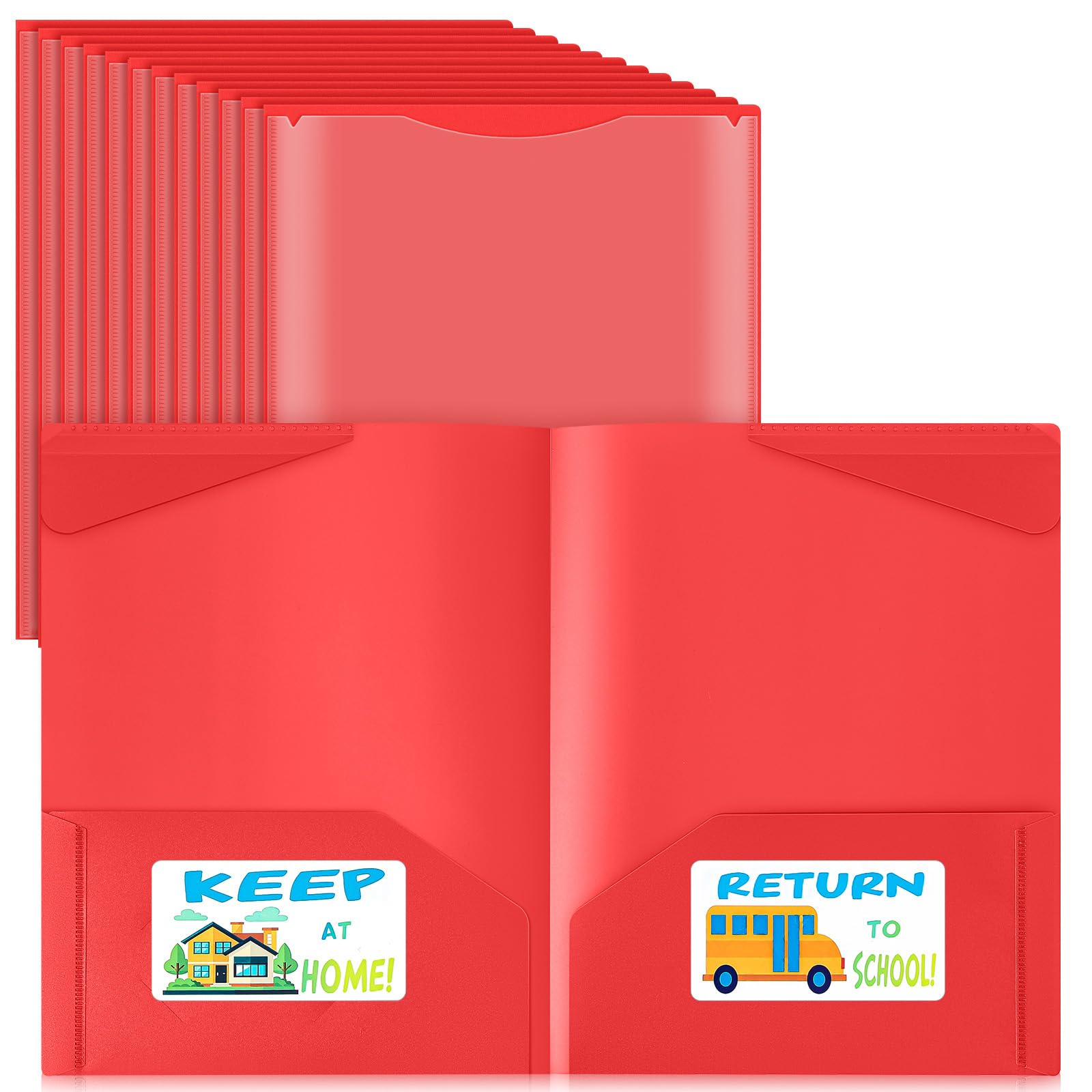 Henoyso 72 Pack Take Home Folders with Clear Front Pocket, Red
