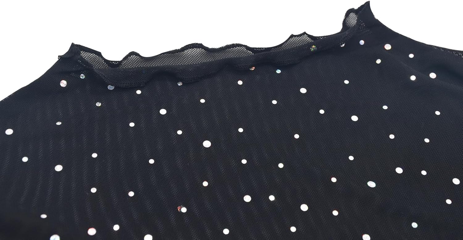 Women’s Sexy Sheer Mesh Leopard Long Sleeve Tee Top See-Through Crew Neck Blouse T Shirt - Image 4