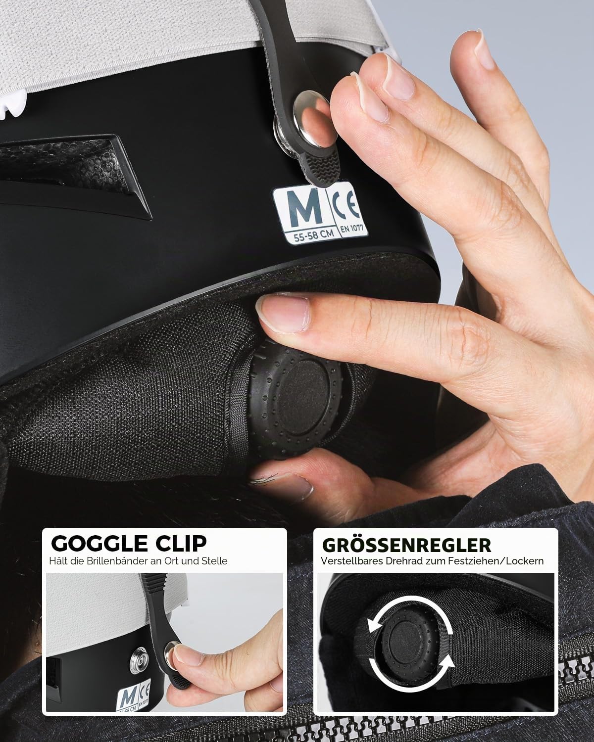 Victgoal Skihelm Herren Damen mit Warme Flusen-Ohrpolster, Gute Belüftung Sicherheits Snowboard Helm Männer für Erwachsene zum Skifahren Wintersportarten Einstellbare M/L Skihelme