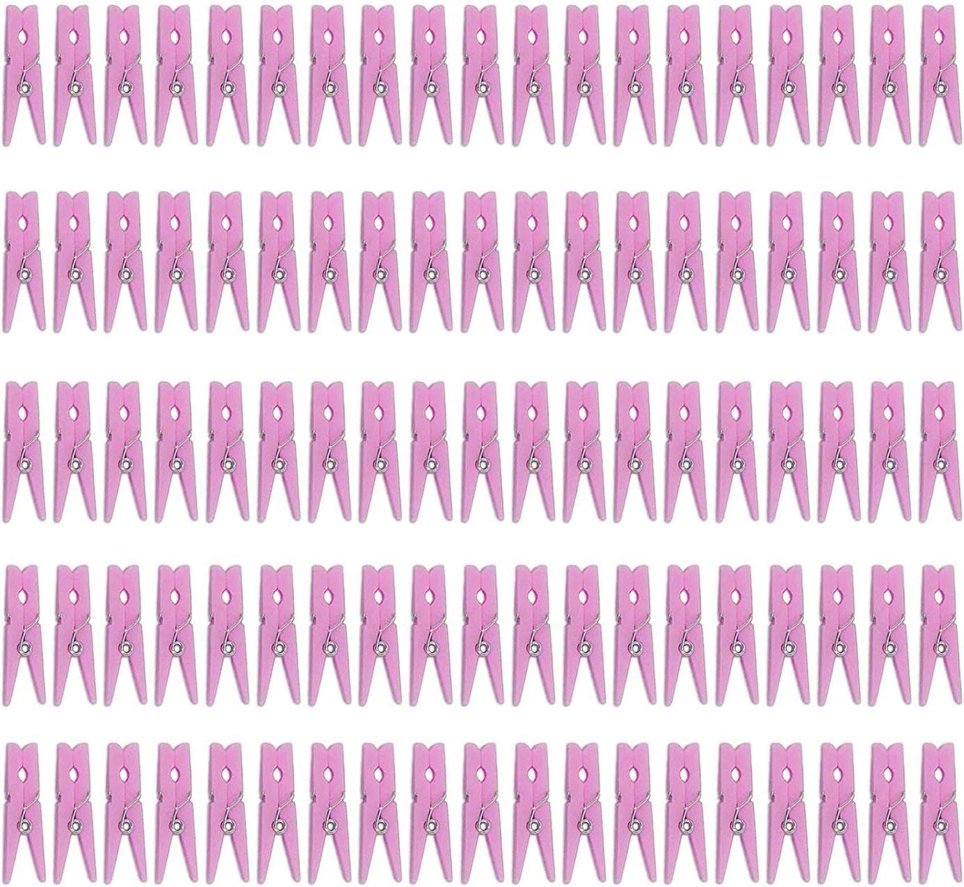Mini Plastic Clothepins for Baby Shower Party Favors Decorations Supplies (60pcs Pink)