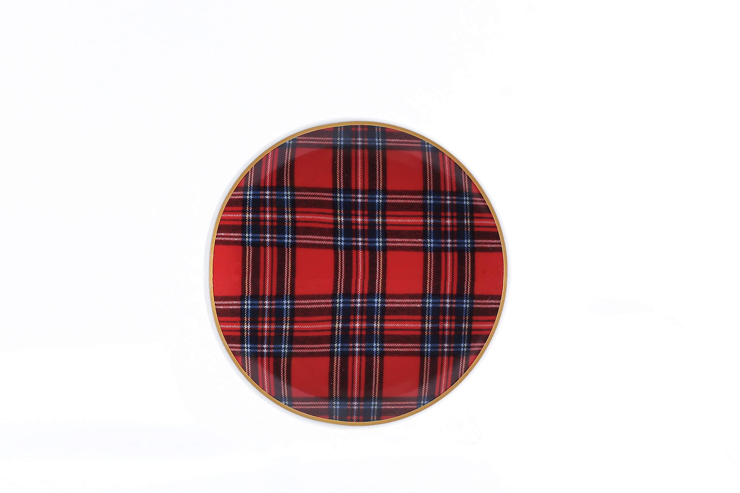 Zm Decor Ekose Tabak Kırmızı 17 cm