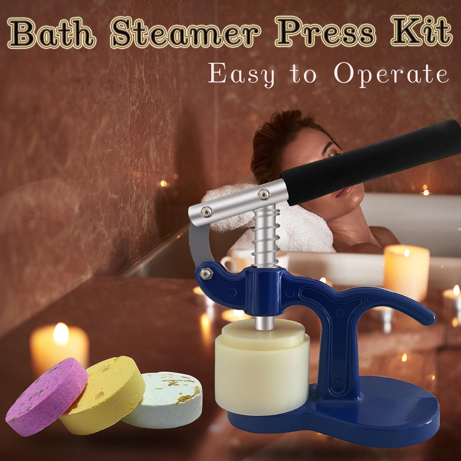 Medonala Bath Salt Steam Press Machine with a Set of Molds,DIY for Bath Bomb,Shower Steamer Maker,Bath Steamer Kit,Shower Tablets Steamer Press - Image 2