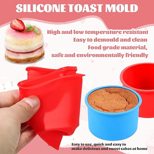 Miniatura 3 de 12 moldes de silicona para tartas, molde redondo antiadherente de silicona de 4 pulgadas, molde para hornear fácil de limpiar para cocina