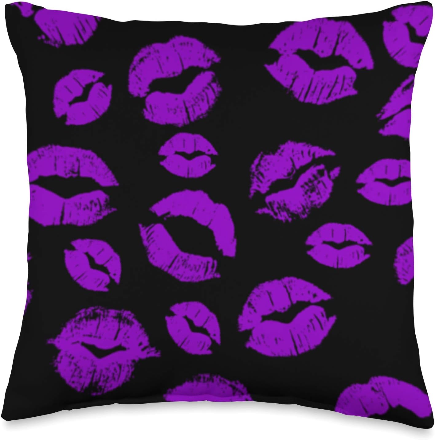 Kiss Purple Lips Mouth Throw Pillow