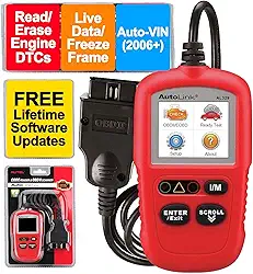 Autel Autolink Al329(Atualização Vitalícia Gratuita) Leitor de Código Portátil Obd2/Eobd, Chave de Prontidão I/M com Um Clique, Ferramenta de Diagnóstico de Carro Obdii/Can, Dados (Al329, Vermelho)