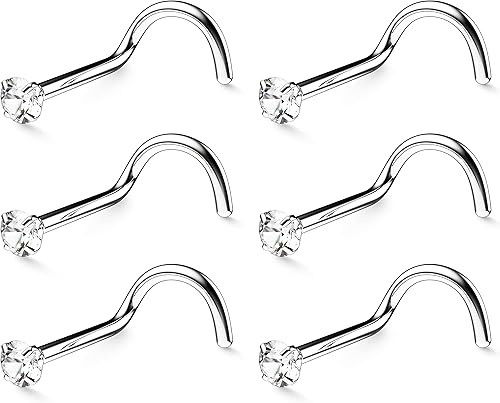 Belatti Nose Rings For Women & Men - Hypoallergenic Nose Stud Screw Piercing Jewelry (choose GAUGE - QUANTITY - COLOR - GEM SIZE)