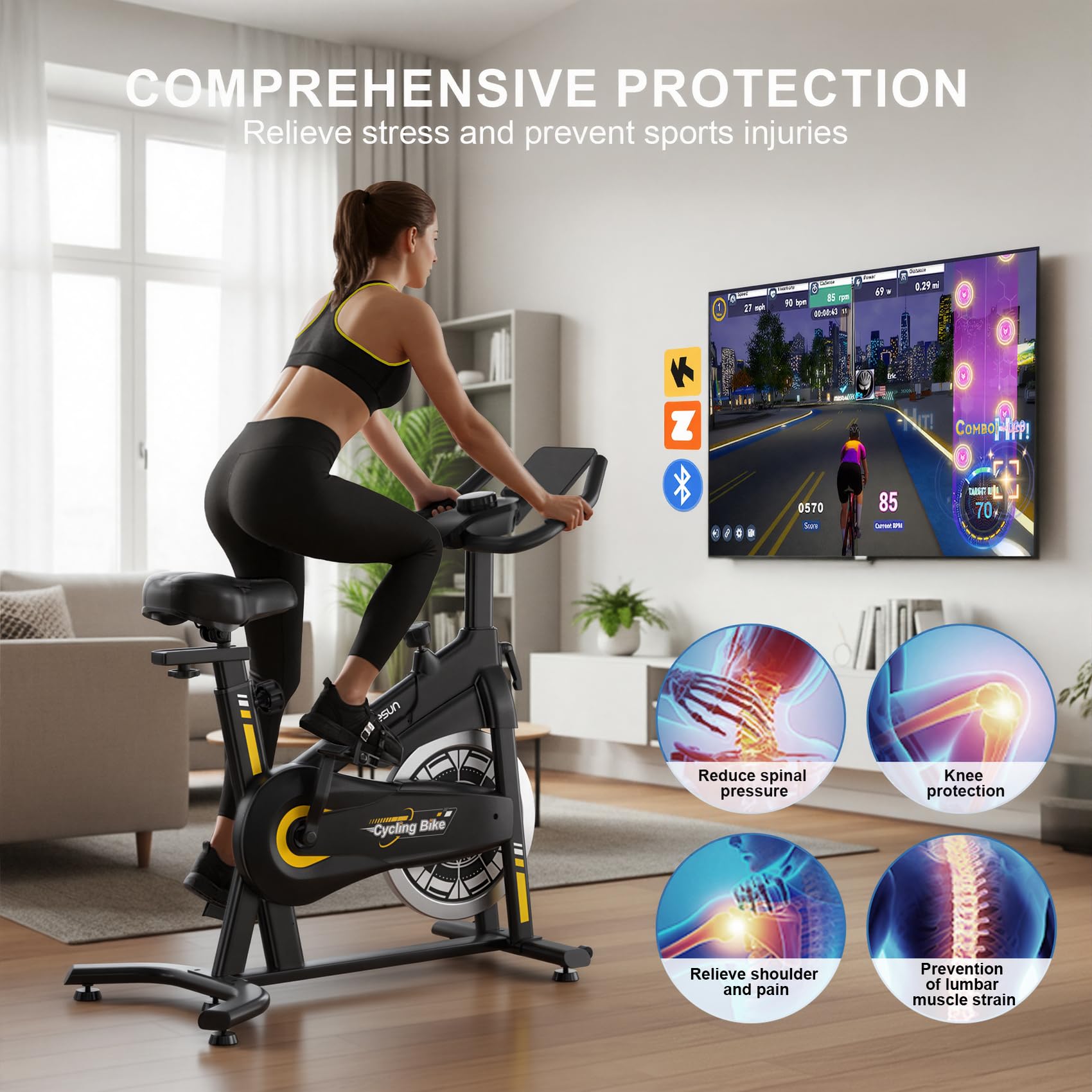 Exercise Bikes for Home,Indoor Cycling Bike with Adjustable Magnetic,Brake Pad Resistance Silent Belt Drive,330lbs Weight Capacity &Upgraded Version Seat for Home Cardio&Weight Loss