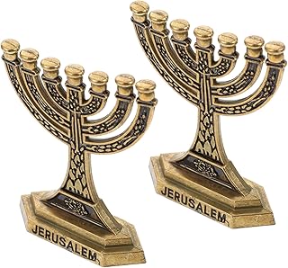 Gatuida 7 Hole Religious Candlestick Set Retro Desktop Ornaments Gold Tapered for Worship Decor