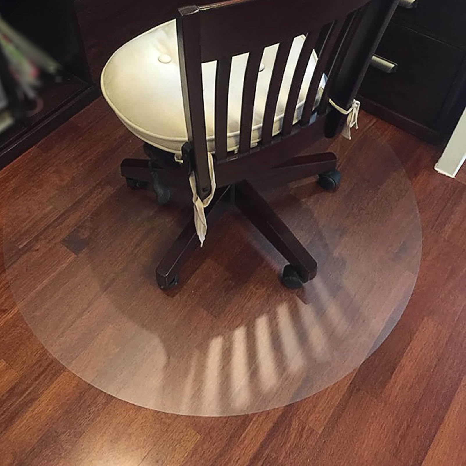 Tappetino rotondo in PVC trasparente, protezione per pavimenti duri, per ufficio, scrivania, sala da pranzo, superficie antiscivolo satinata, 50 cm, protezione durevole per pavimenti in legno