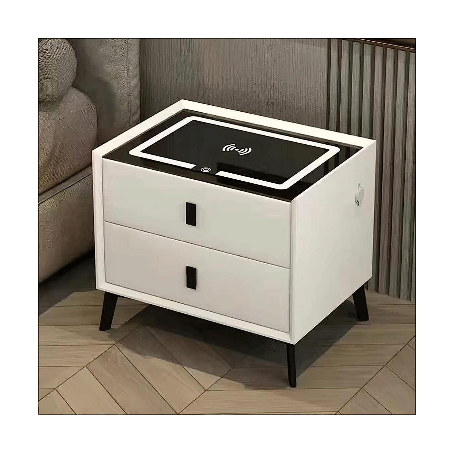 BHGFYXBS Simple Nightstand Smart Nightstand 2-3 Drawer End Table Wireless Charging Bedside Table Fingerprint Bluetooth Speaker Usb Wood