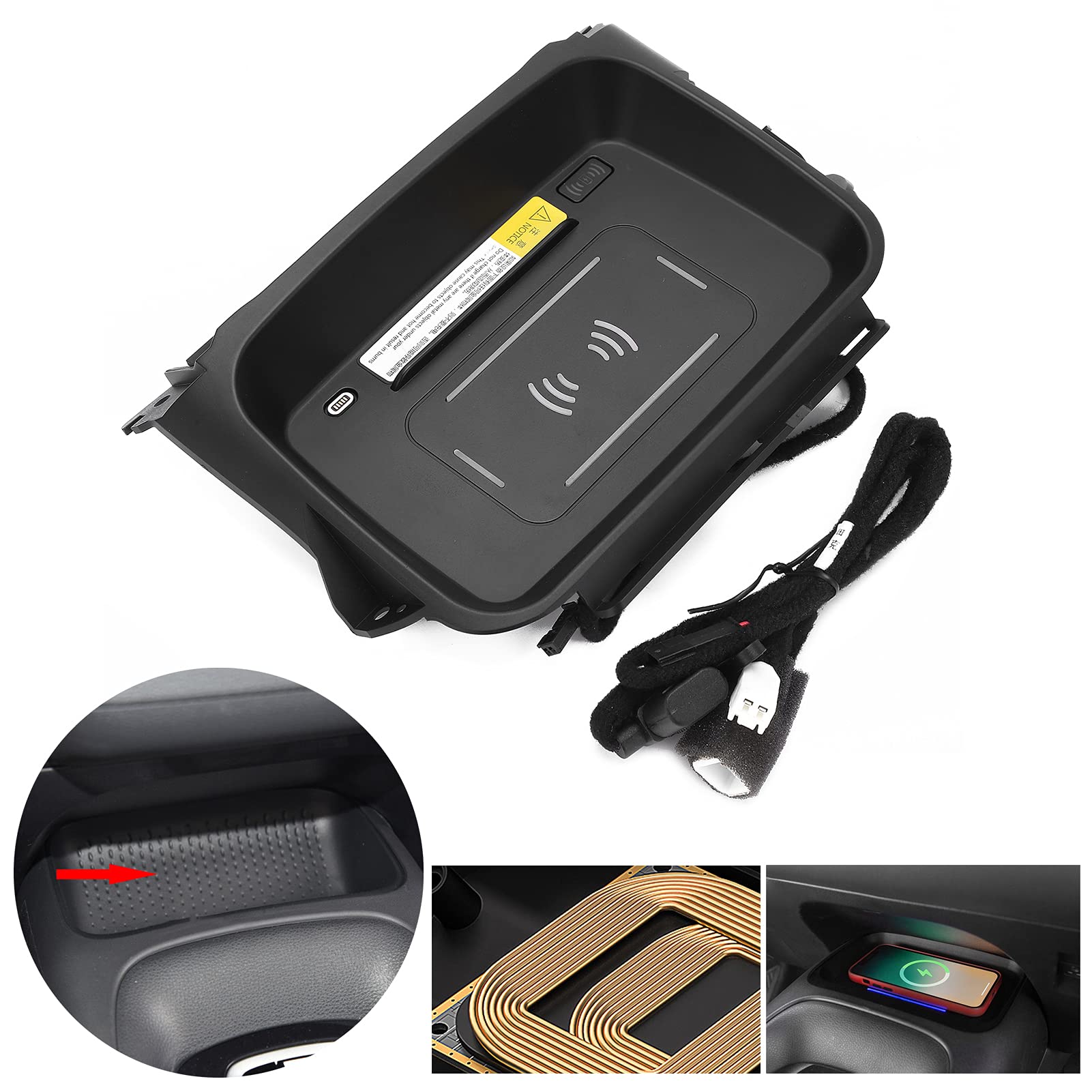 Caricabatterie Wireless per Auto, 2 in 1 Caricabatterie per Auto Wireless 15 W Supporto di Ricarica per Telefono di Ricambio per il 2019-2021