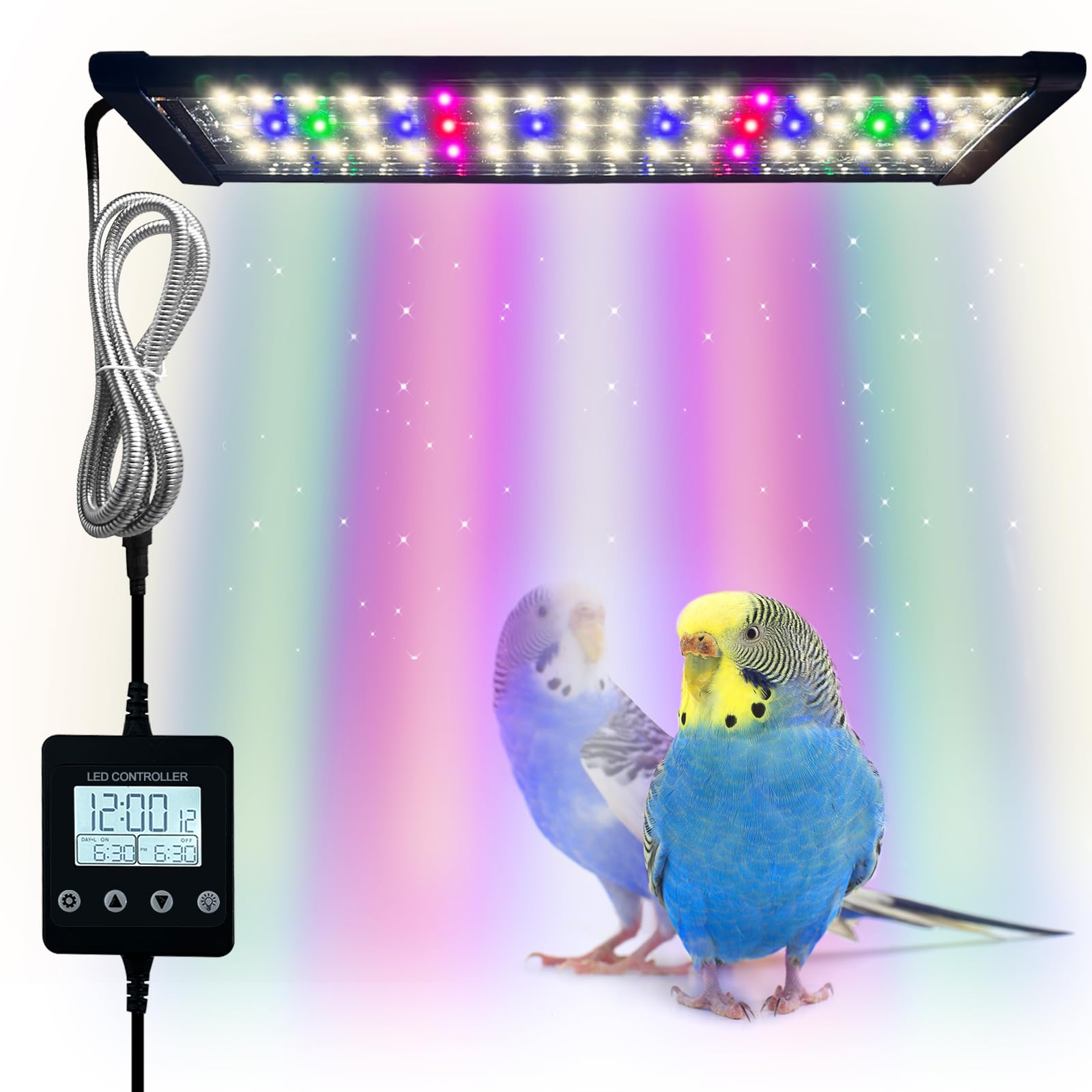 Bird Cage Light,Bird Lamp,Bird Lighting Timed Lighting Off,Full Spectrum LED Pet Light,Simulates Natural Environment,Birdcage Accessories,for All Kinds Captive Birds