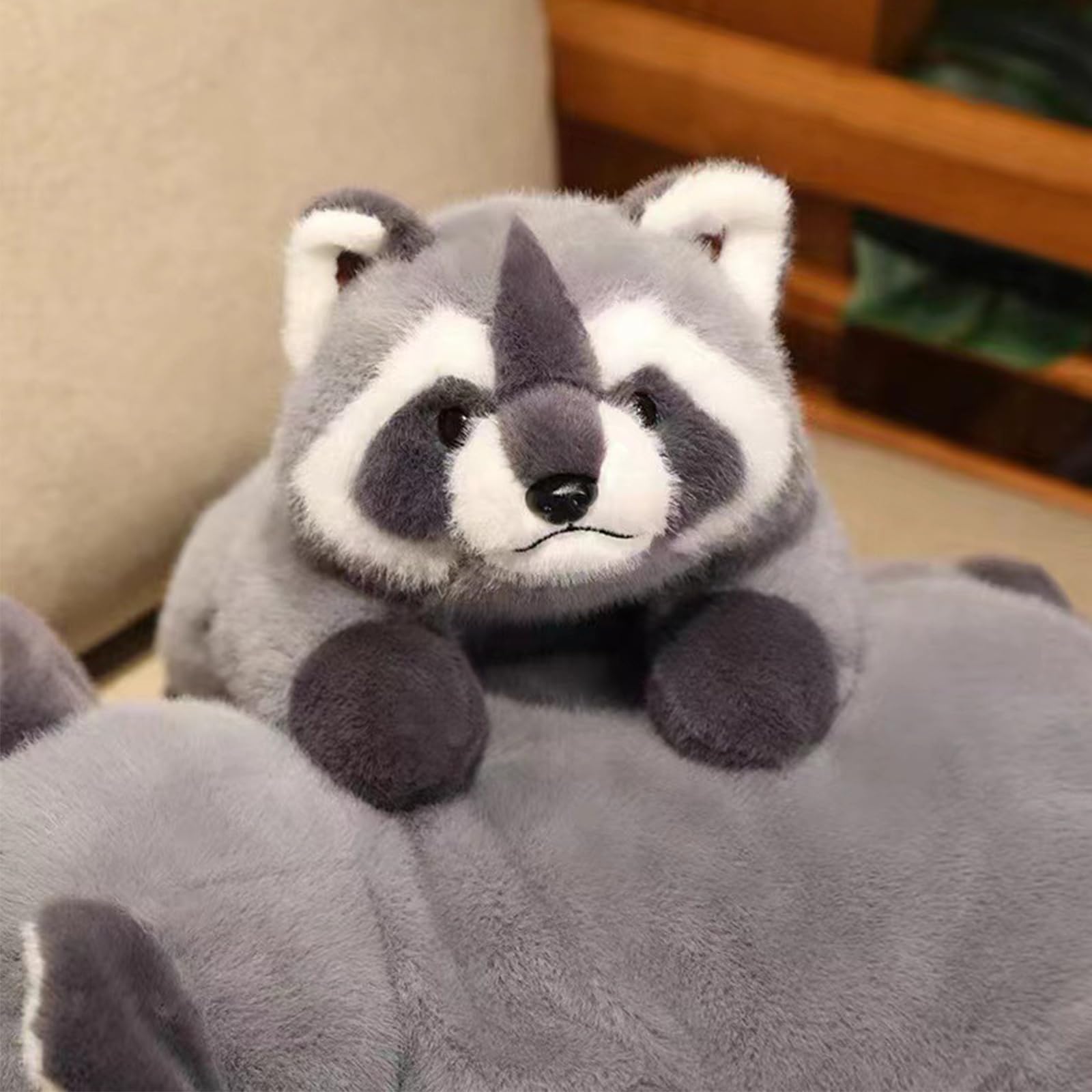 Waschbär Kuscheltier, 30/45/65cm Klein Plüschtier, Stofftier Plüsch Puppe Kuscheltiere, Geschenk für Jungen Mädchen (65CM)