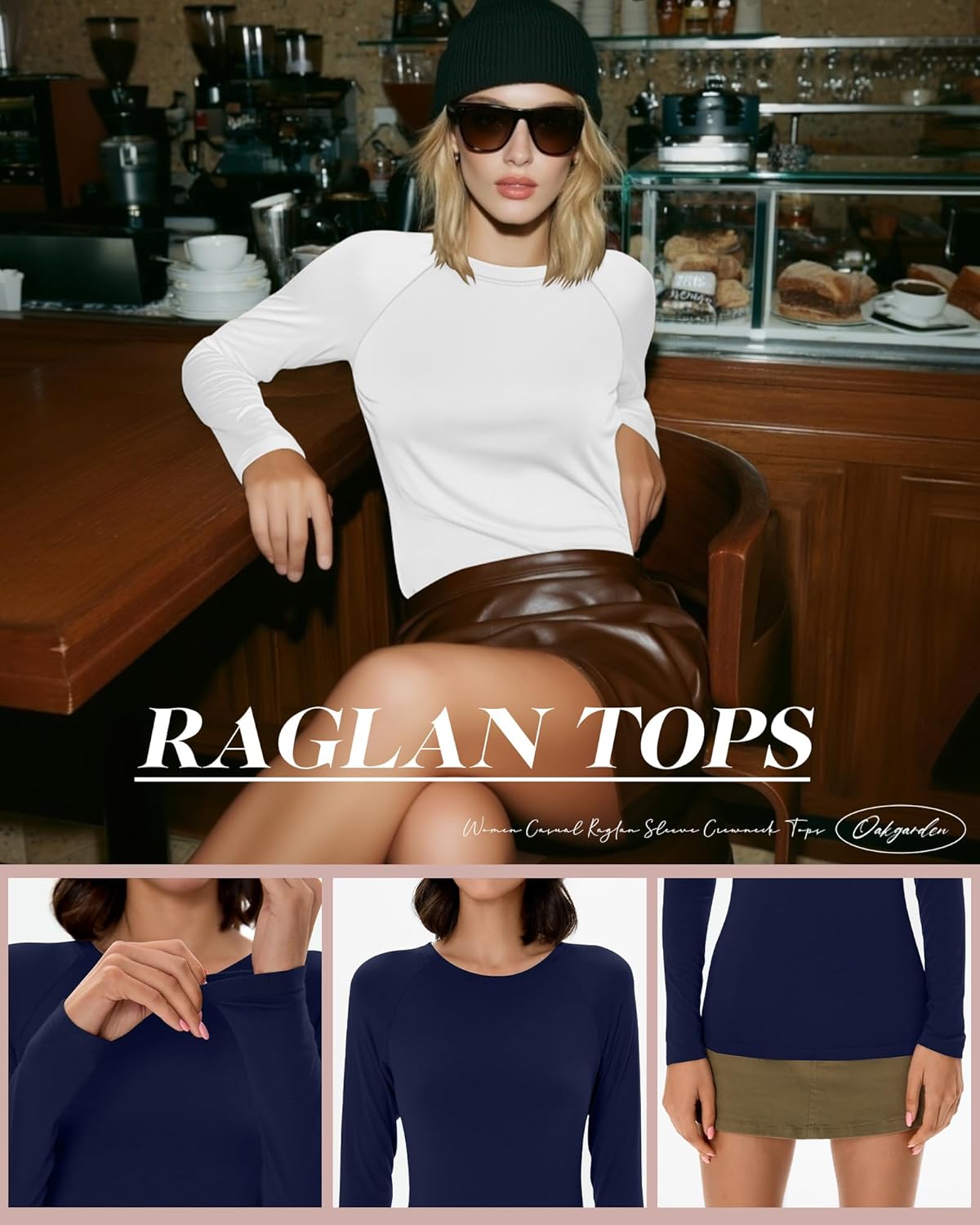 5 Pack Women's Long Sleeve Shirts Crew Neck Raglan Basic Tops Slim Fitted Undershirts Stretchy Layering Baselayer - Image 5