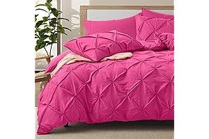 5 Piece Hot Pink Pintuck Pintuck Duvet Cover, King Size, Shabby Chic