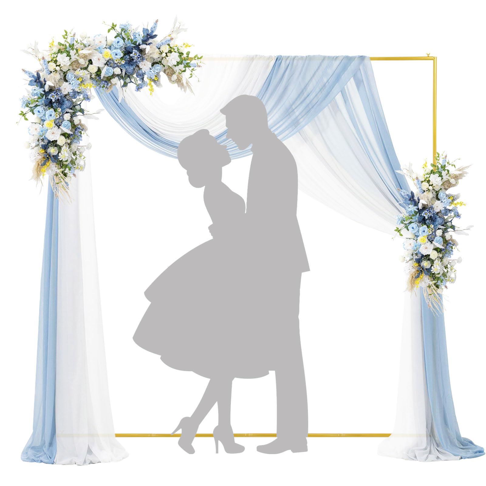 Kusamue Square Balloon Arch Stand, 6.6x6.6 FT Gold Wedding Arch, Garden Arbor Garden Arches Metal Arch Backdrop Stand for Ceremony Party Birthday Bridal Baby Shower Anniversary Decoration