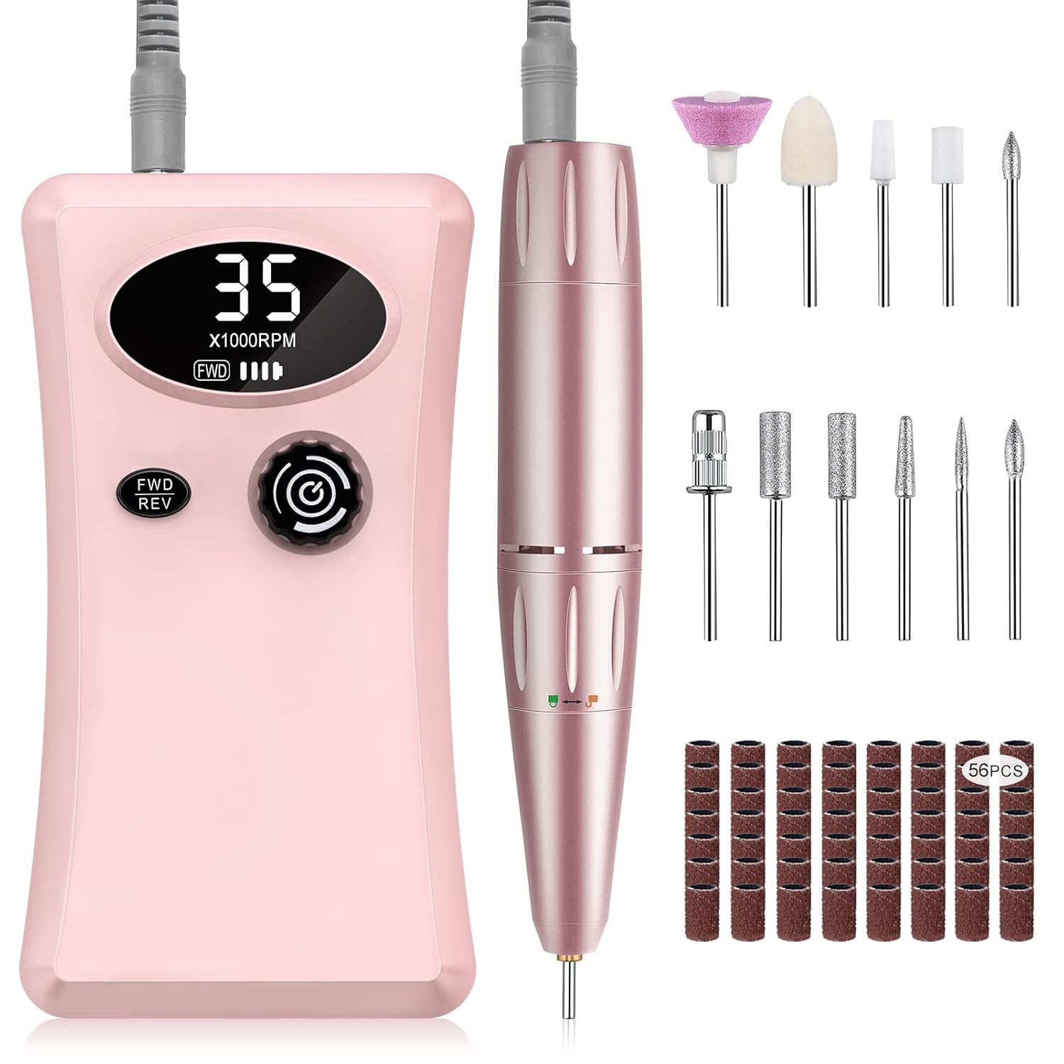 Electric Nail Drill, Urbuti 35000RPM Professional Nail Drill Machine, Portable Rechargeable File Machine Set for Acrylic Gel Nails, Manicure Pedicure Tools for Home and Salon Use(Pink) Electric Nail Drill, Urbuti 35000RPM Professional Nail Drill Machine, Portable Rechargeable File Machine Set for Acrylic Gel Nails, Manicure Pedicure Tools for Home and Salon Use(Pink)