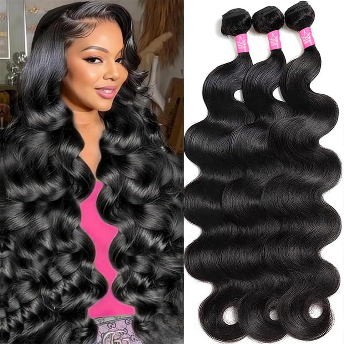 12A Brazilian Human Hair Bundles 16 18 20 Inch Body Wave Bundles Human Hair 100% Unprocessed Brazilian Virgin Human Hair Body Wave 3 Bundles Human