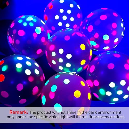 Miniatura 4 de 50 globos de neón que brillan en la oscuridad, suministros de fiesta de neón, globos de látex con luz negra UV, globos de látex de 12 pulgadas