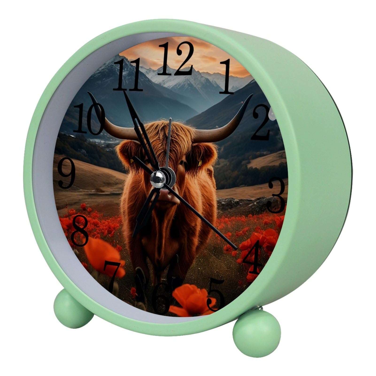 etoenbrc Watercolor Butterfly Silent Analog Alarm Clock Small Battery Operated Clock Slient Plastic Table Clock for Living Room Bedroom Color310
