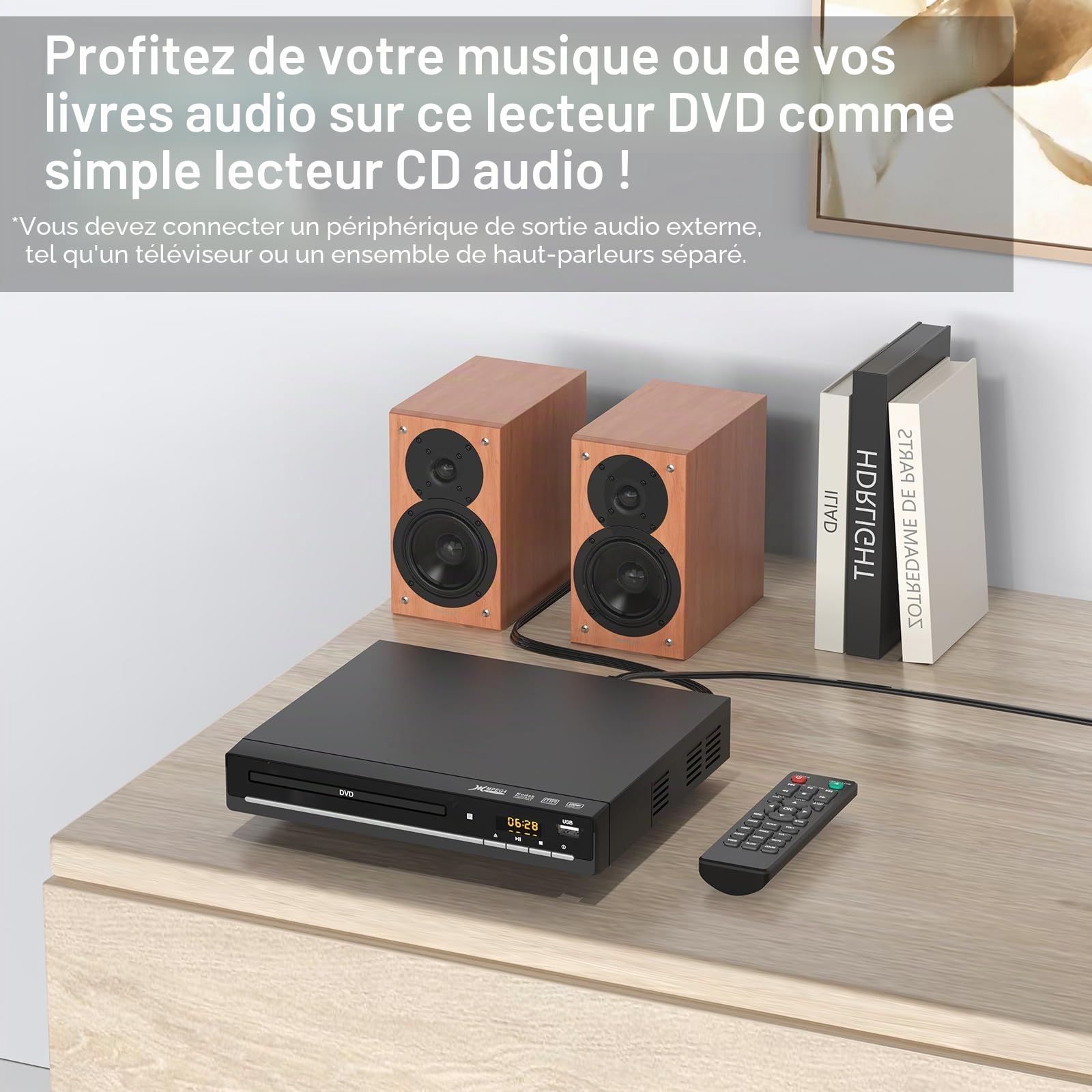 Lecteurs DVD pour TV HDMI, lit toutes régions et formats, lecteur CD maison, vidéo 1080p/CD/DVD/VCD/JPEG/USB, télécommande, câbles HDMI/RCA inclus
